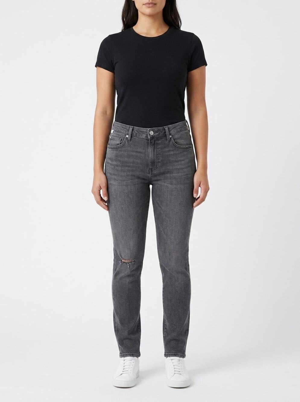 Citizens of Humanity Skyla Cigarette Jeans Womens 25 Gray Denim Distressed Logo